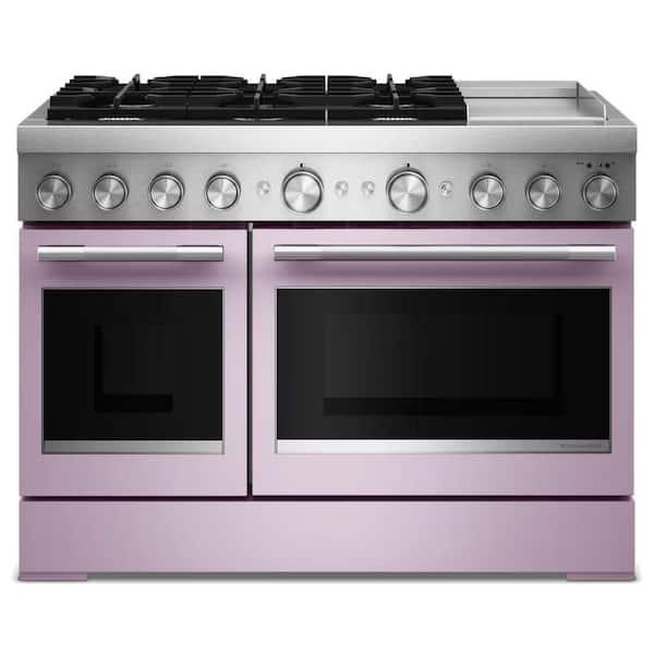 48 in. 6 Burners Freestanding Double Oven Dual Fuel Range in Wildflower with Griddle
