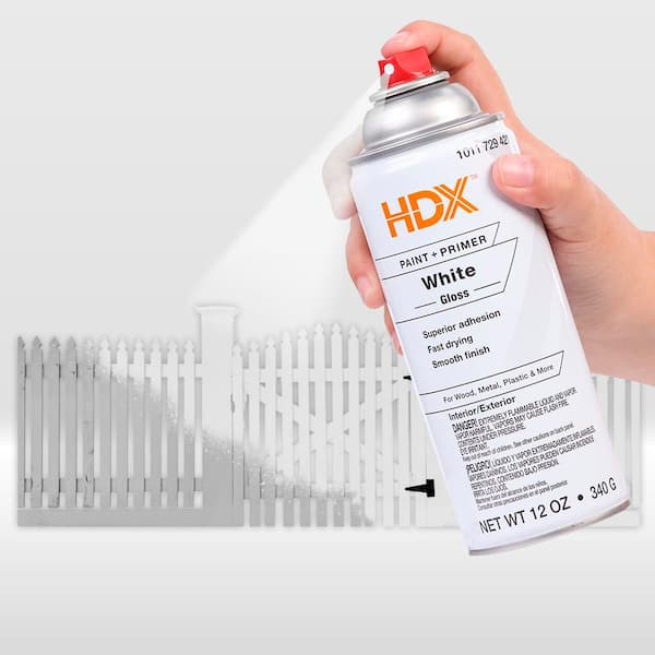 HDX 12 oz. Paint and Primer Gloss White Spray Paint 680039-3 - The