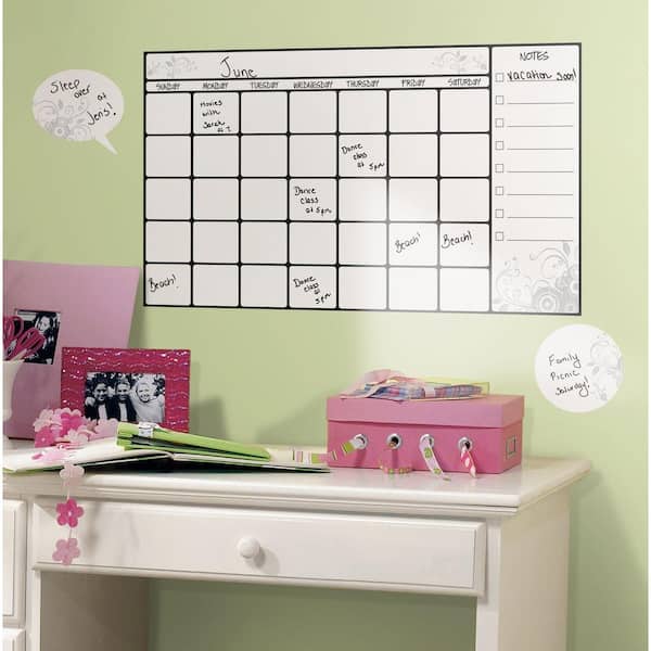 RoomMates 10 in. x 18 in. Dry Erase Calendar 7-Piece Peel and Stick Wall Decal