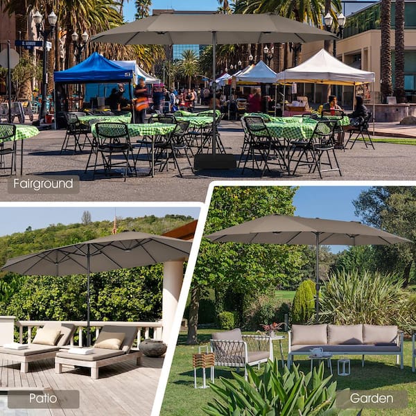 4 sided patio umbrella Costway - 15FT Patio Double-Sided Umbrella Crank Outdoor Garden Market Sun Shade