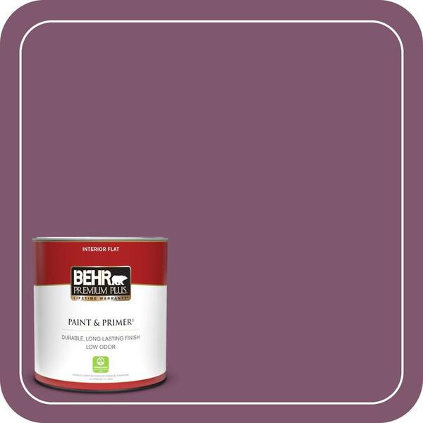 BEHR PREMIUM PLUS 1 qt. #M110-7 Euphoric Magenta Flat Low Odor Interior Paint & Primer