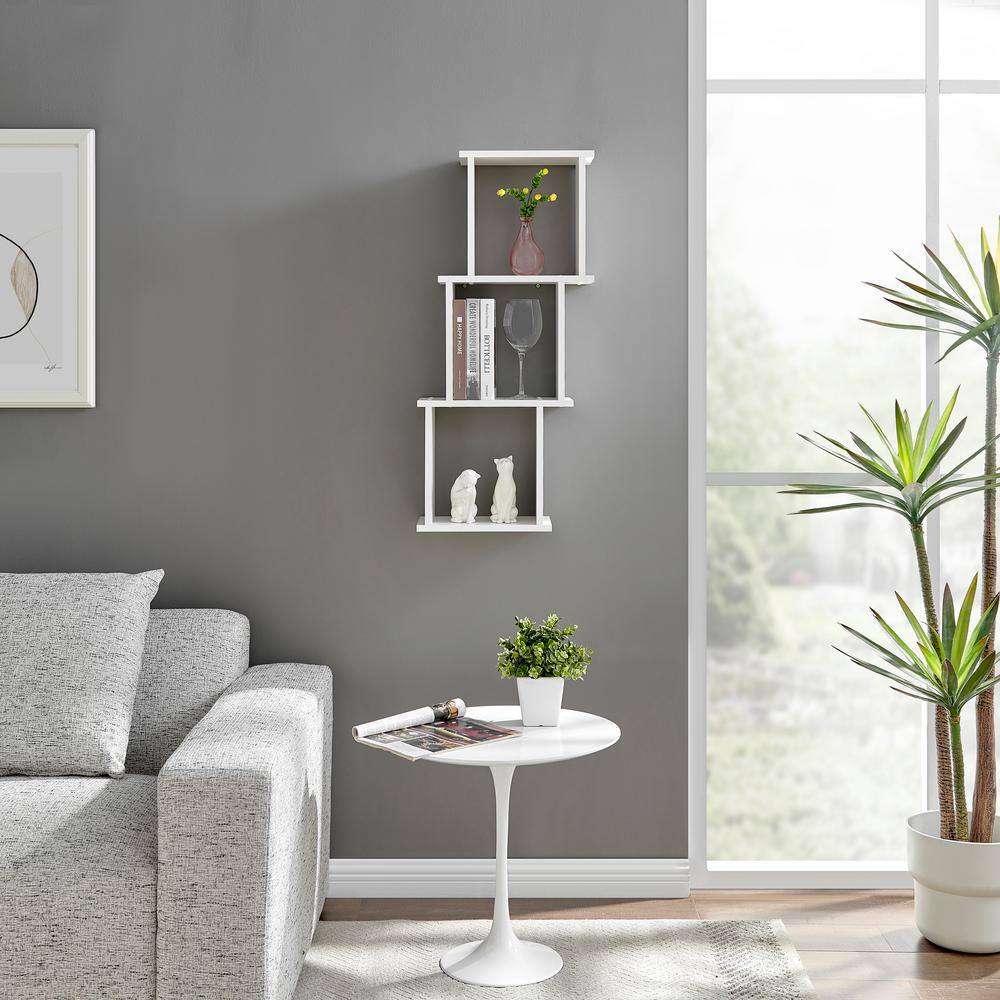 White 3-Cube Floating Wall Shelf with Ledges