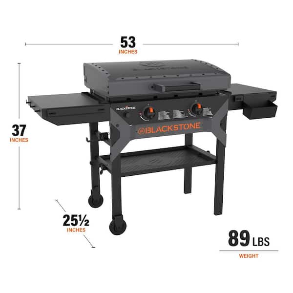 2-Burner Propane Outdoor Griddle with Hood in Black