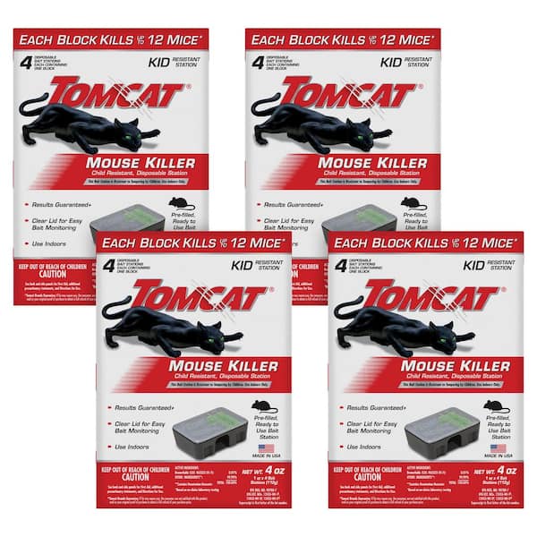 Mouse Killer Child Resistant, Disposable Station, 4-Packages each which contain 4-Pre-Filled Bait Stations