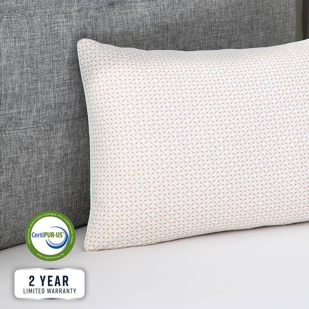 Jumbo White Memory Foam Bed Pillow with Copper Cover