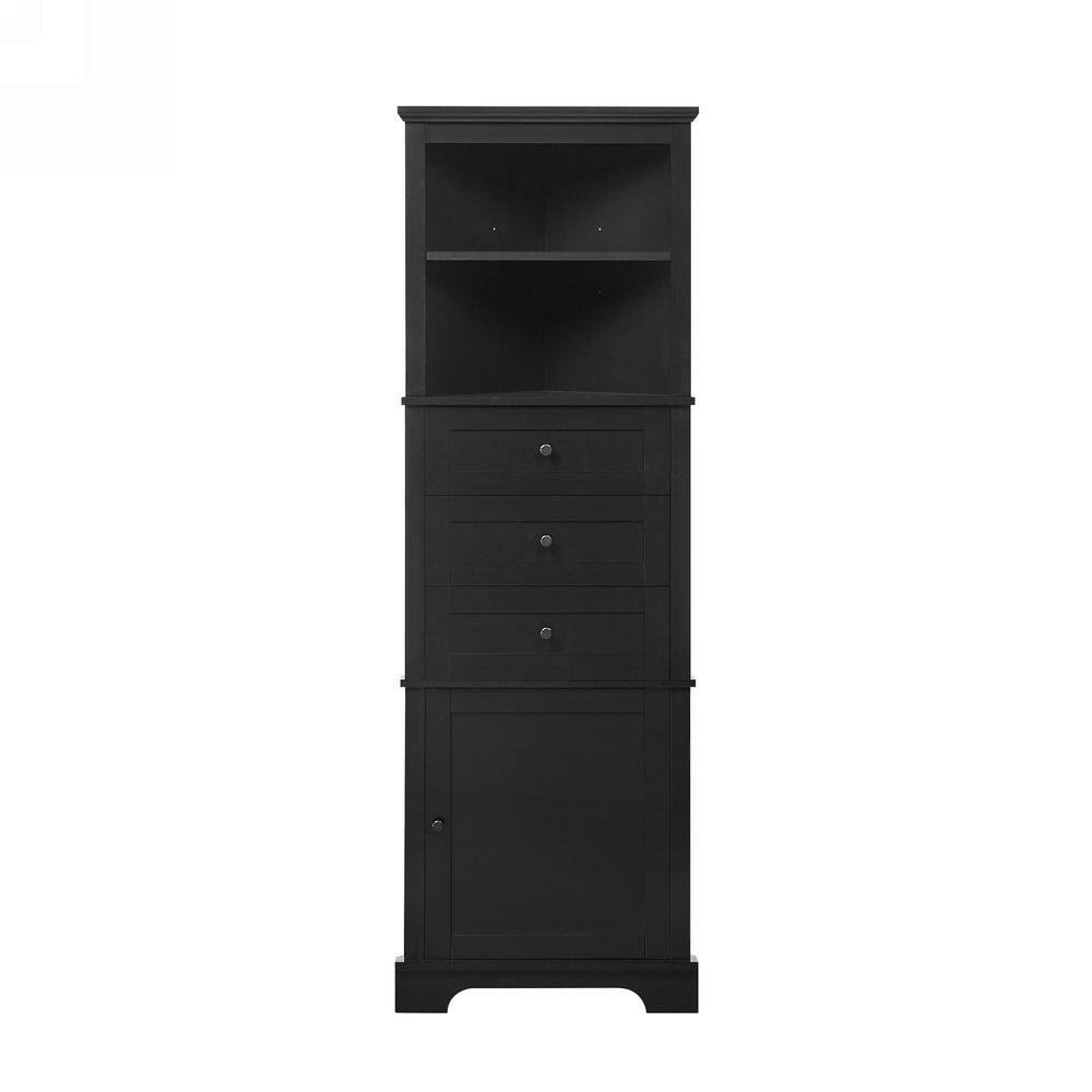 23 in. W x 13.4 in. D x 68.9 in. H Black Linen Cabinet with 3 Drawers and Adjustable Shelves price history on PriceWatchPro