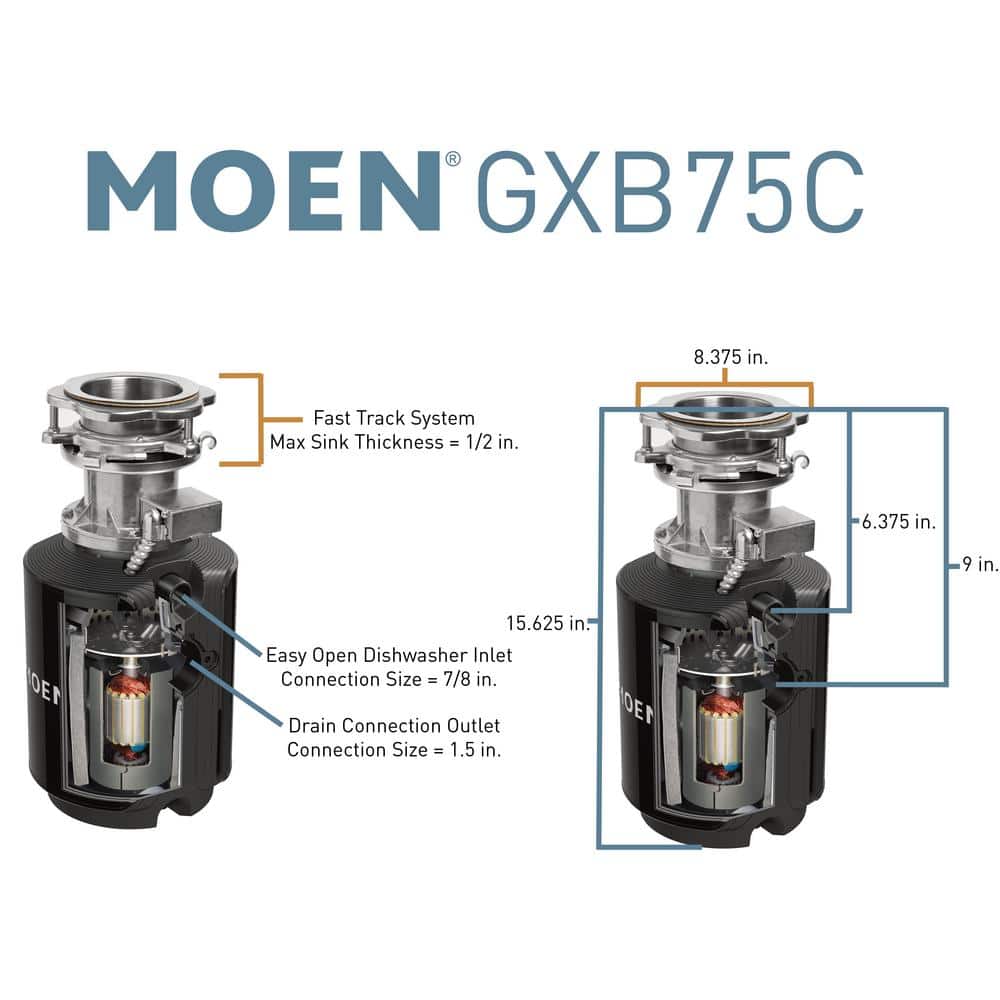 Moen Black 3/4 HP Batch Feed Garbage Disposal