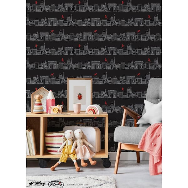 Miraculous Ladybug Charming Paris Black Peel and Stick Wallpaper