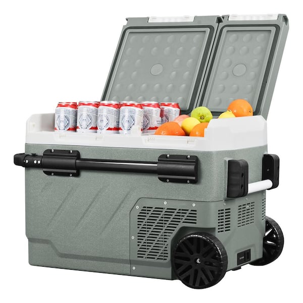 Alpicool 42 Qt. Portable Fridge Car Refrigerator Dual Zone Electric Cooler 12-Volt Compressor Freezer with Handle and Wheels