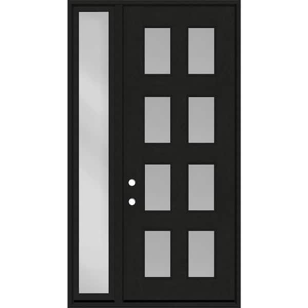 Regency 49 in. x 96 in. 8L Modern Clear Glass RHIS Onyx Stain Fiberglass Prehung Front Door with Clear 10 in. SL 4-9/16