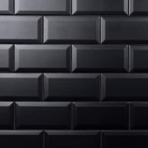 Crown Heights Beveled 3 in. x 6 in. Matte Black Ceramic Wall Tile (6.03 sq. ft. /Case)