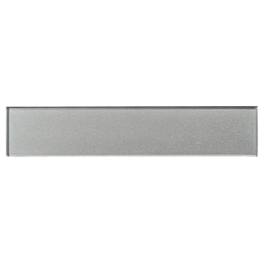 Kwiet Freedom Gray Glossy 2-7/8 in. x 14-3/8 in. Smooth Glass Subway Wall T