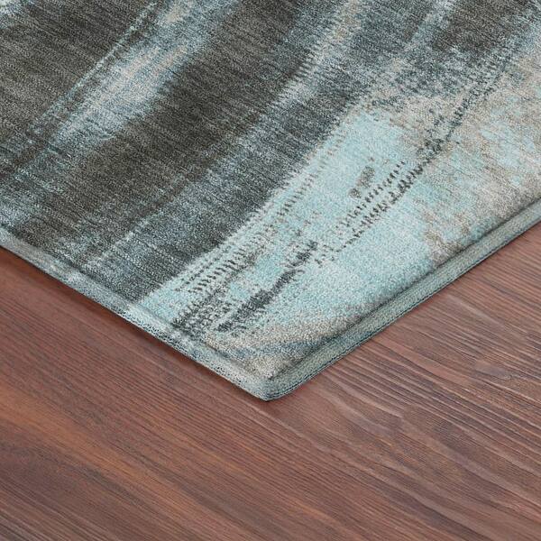 Mayfield Premium Machine Washable Abstract AMF2421 Teal 3 ft. x 4 ft. Area Rug
