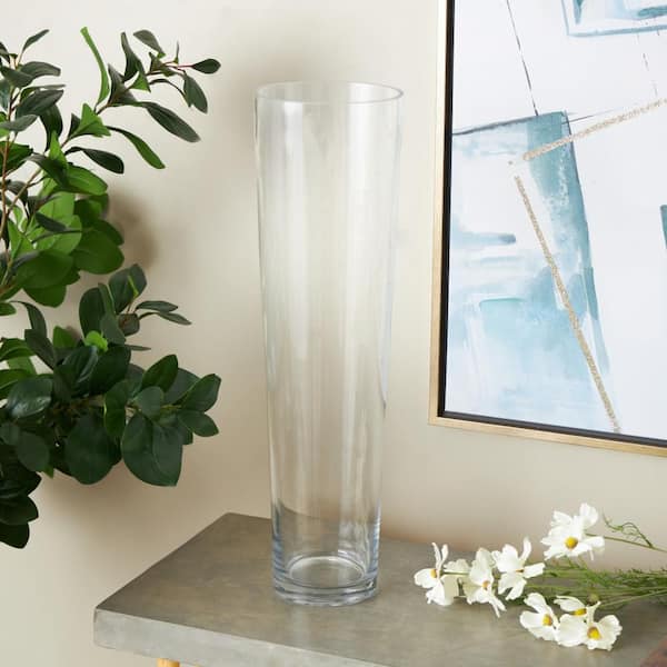24 in. Clear Tall Glass Cylinder Decorative Vase