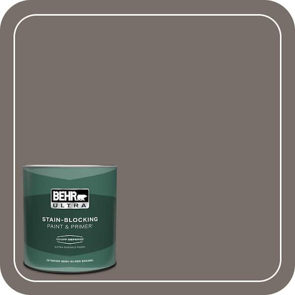 BEHR ULTRA 1 qt. #BNC-37 Gray Owl Extra Durable Semi-Gloss Enamel Interior Paint & Primer