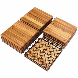 1 ft. x 1 ft. Acacia Wood Deck Tile in Brown (27-Piece Per Box)