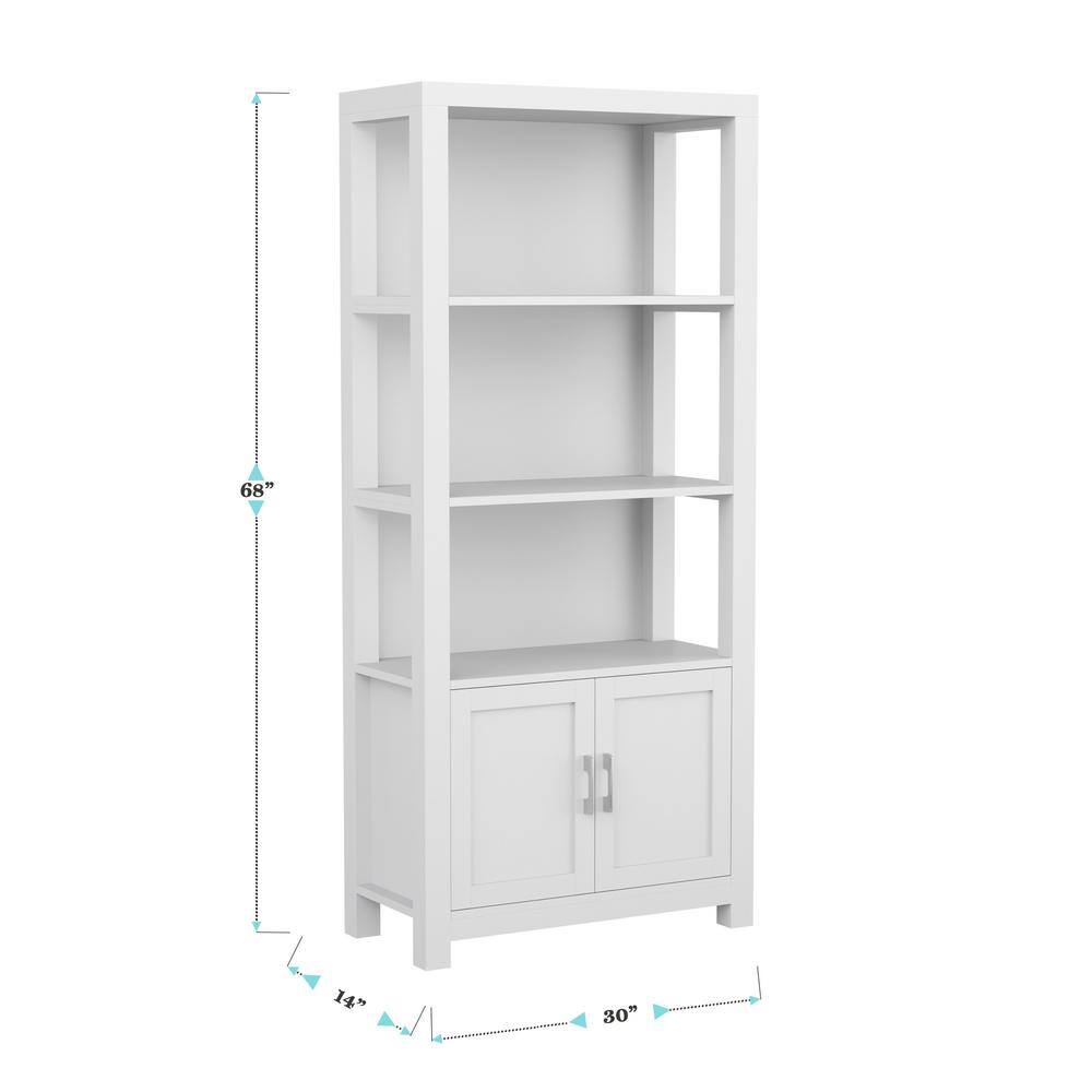 Martha Stewart 68" Gray Wood Shaker Bookcase with Storage Cabinet