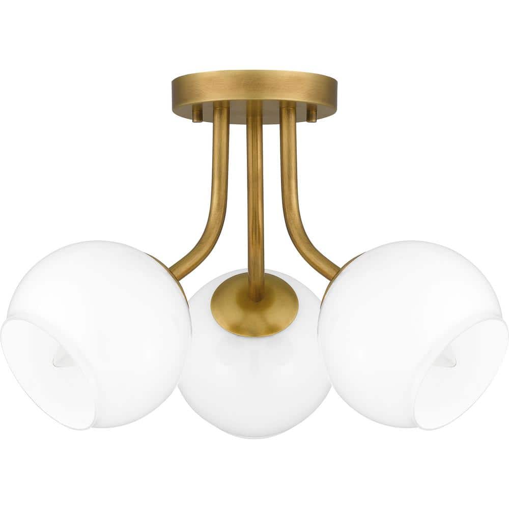 Matte Black and Clear Globe 3-Light Modern Semi-Flush Mount