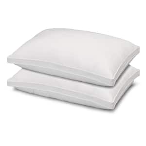 Soft Gusseted Plush Gel Fiber Filled Allergy Resistant Standard Size Pillow Set of 2