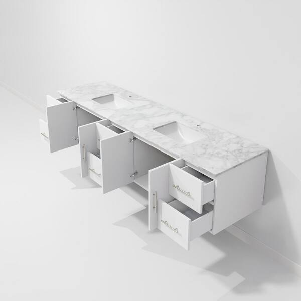 Lexora Geneva 84 in. W x 22 in. D Glossy White Double Bath