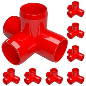 3/4 in. Furniture Grade PVC 4-Way Tee in Red (8-Pack)