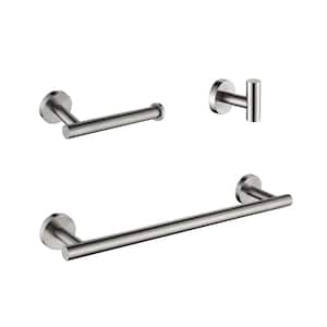 3-Piece Rounded Bath Hardware Set with Mounting Hardware in Brushed Nickel