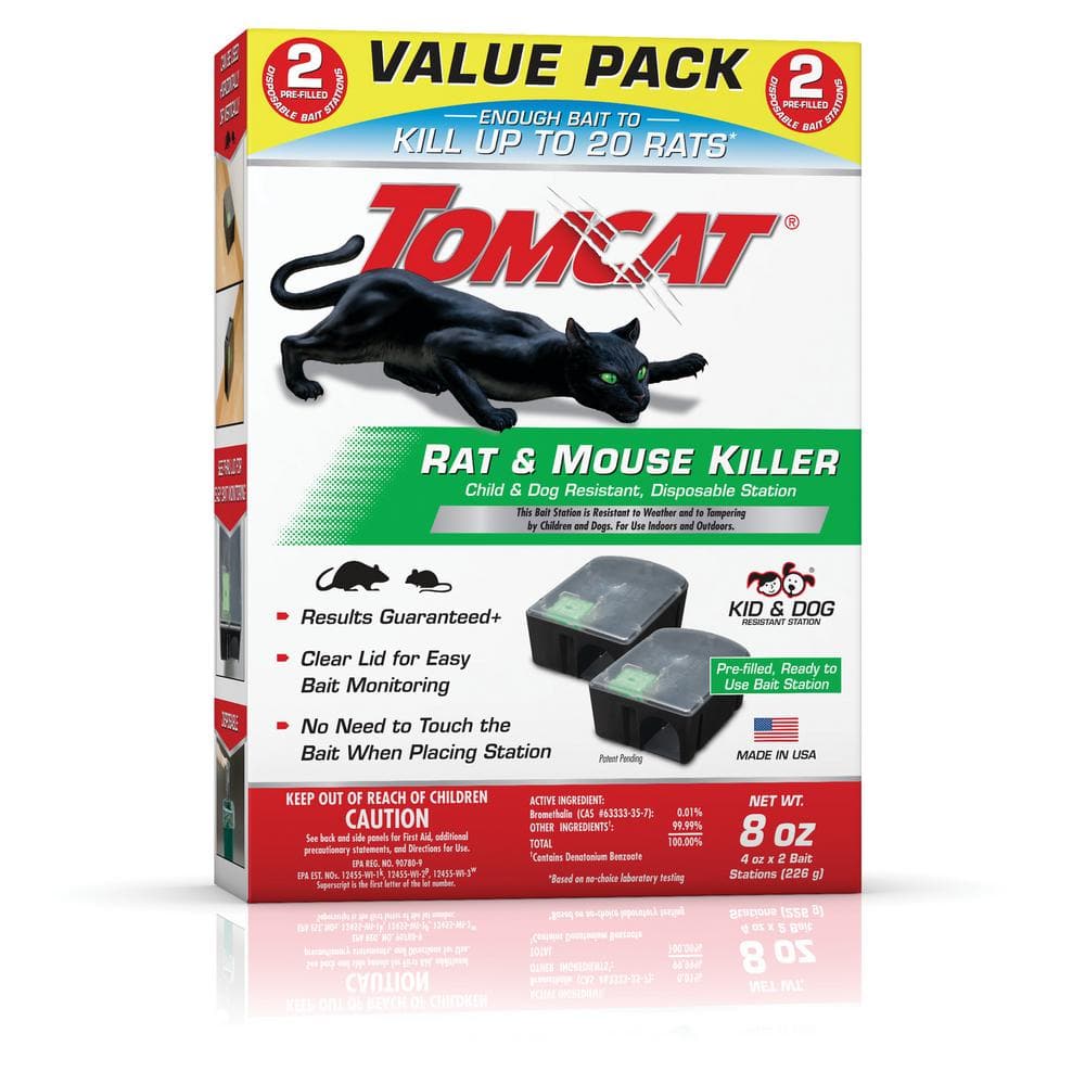 TOMCAT Rat and Mouse Killer Disposable Station Value Pack with 2-Disposable  Bait Stations, Child and Dog Resistant 438840405 - The Home Depot