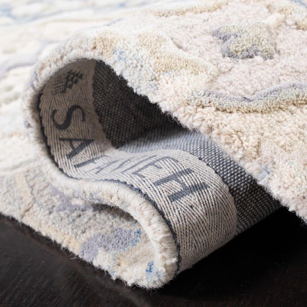 Grey and Blue 9' x 12' Hand-Tufted Wool Area Rug