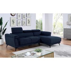 Rischer 98.75 in. W 2-Piece Fabric Sectional Sofa in Blue