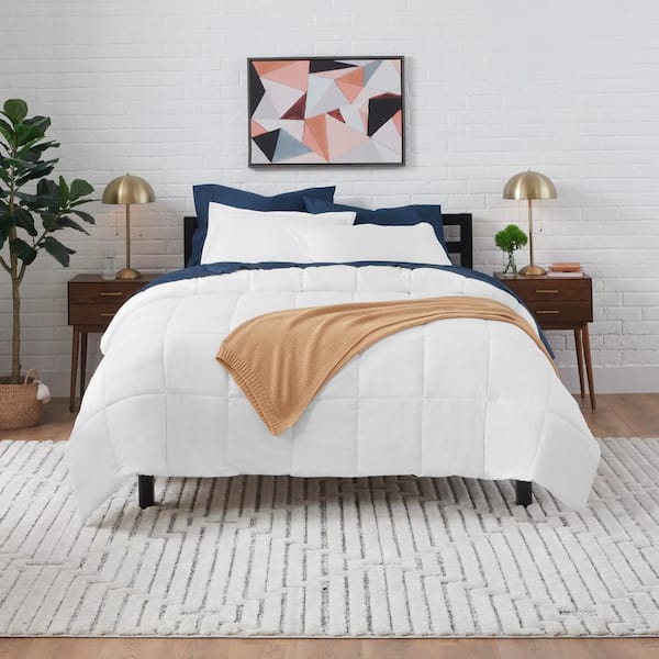 3-Piece Bright White Full/Queen Microfiber Comforter Set