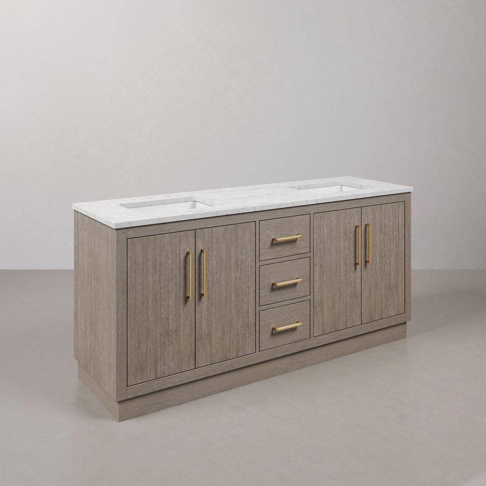 Hugo 72'' Gray Oak Double Vanity with Marble Top