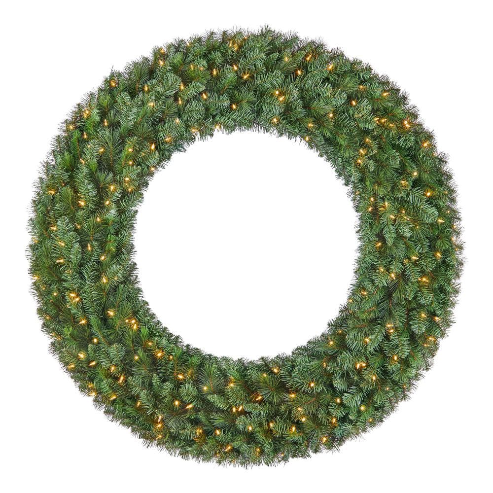 Home Accents Holiday 60 in. Pre-Lit LED Wesley Pine Artificial Christmas Wreath