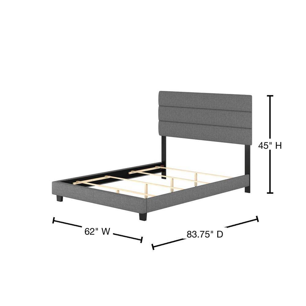 Ravenna Medium Gray Upholstered Queen Linen Bed Frame
