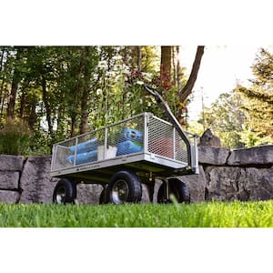 1,000 lbs. Heavy-Duty Steel Utility Garden Cart, 6 cu. ft. Capacity, 13 in. Pneumatic Tires, 2-in-1 Pull or Tow Handle