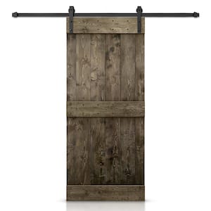32 in. x 84 in. Distressed Mid-Bar Series Espresso Stained DIY Wood Interior Sliding Barn Door with Hardware Kit