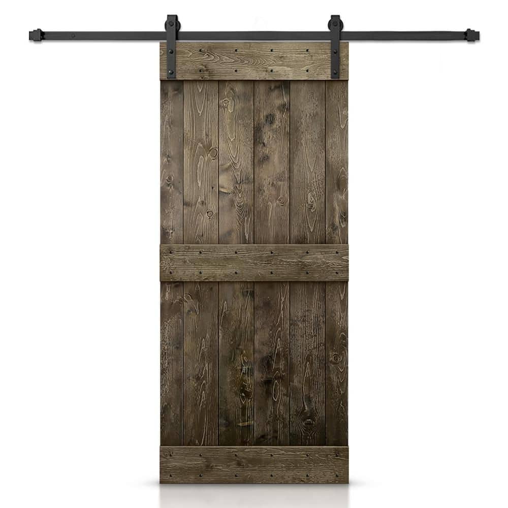 46 in. x 80 in. Mid-Bar Series Solid Core Espresso Stained DIY Wood Interior Sliding Barn Door with Hardware Kit price history on PriceWatchPro