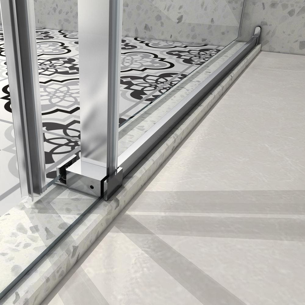 60 in. Frameless Sliding Shower Door with Clear Glass and Chrome Finish