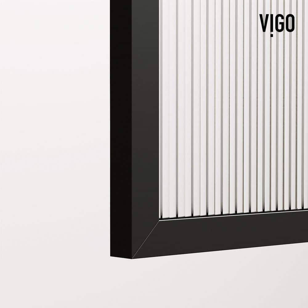 Arden 34" Matte Black Fluted Glass Shower Screen