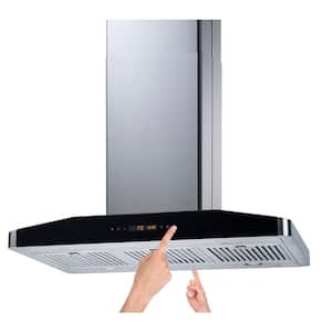 30 in. Convertible Island Mount Range Hood in Stainless Steel with Baffle Filters and 2 Sides Touch Controls