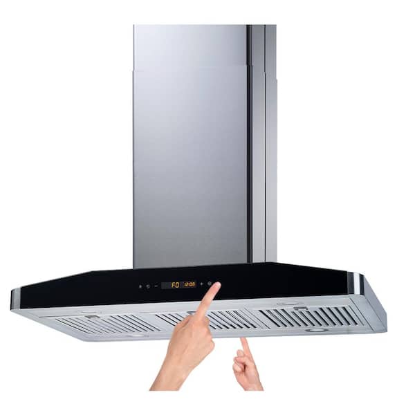 Winflo 36 in. Convertible Island Mount Range Hood in Stainless Steel with Baffle Filters and 2 Sides Touch Controls