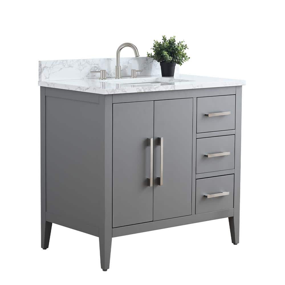 Cashmere Gray 36" Single Bathroom Vanity with Marble Countertop