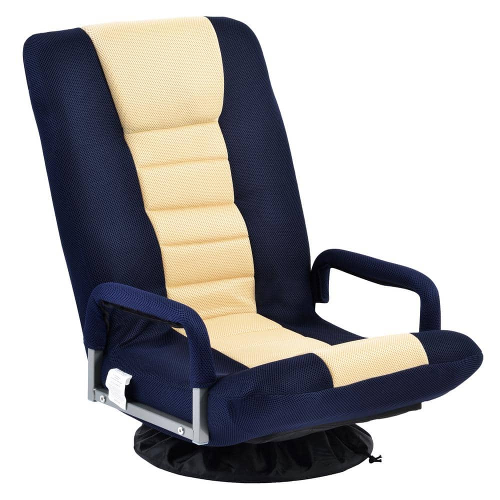 Blue Gaming Chair Adjustable Folding Rotating Sofa Recliner With Armrests