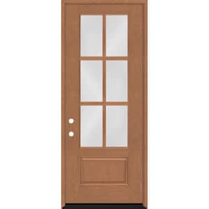 Regency 36 in. x 96 in. 3/4-6 Lite Clear Glass RHIS Autumn Wheat Stained Fiberglass Prehung Front Door
