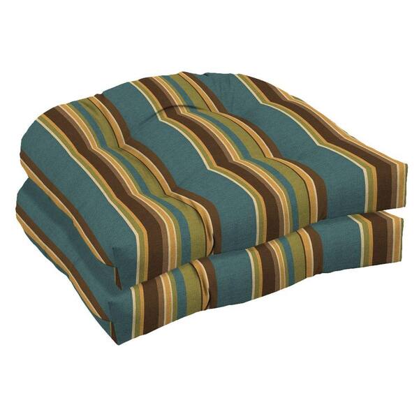 Arden Lakeside Stripe Tufted Outdoor Seat Pad (2-Pack)