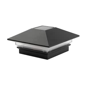 Classic 4 in. x 4 in. Black Plastic Pyramid Solar Post Cap (2-Pack)