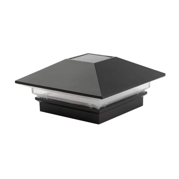 Classic 4 in. x 4 in. Black Plastic Pyramid Solar Post Cap (2-Pack)
