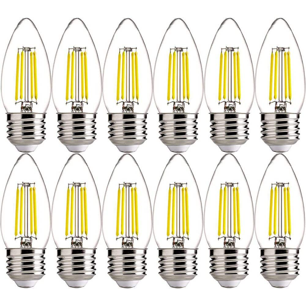 60-Watt Equivalent Dimmable E26 LED Candelabra Bulbs, B11 LED Candle Bulbs, 5000K Daylight White (12-Pack) -  FLSNT, B11FIL26-50-12