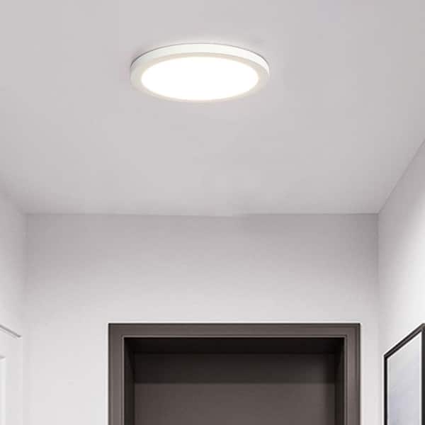 12 in. White LED Flush Mount Ceiling Light, 5CCT 2700K-5000K, Ultra Slim Panel Light for Bathroom, Hallway, Kitchen