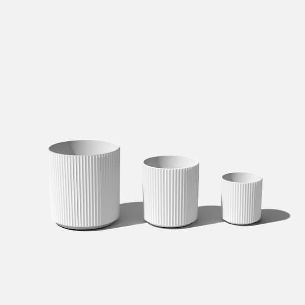 Veradek Demi Round White Plastic Planter Bundle (12 in. 16 in. 20 in.)