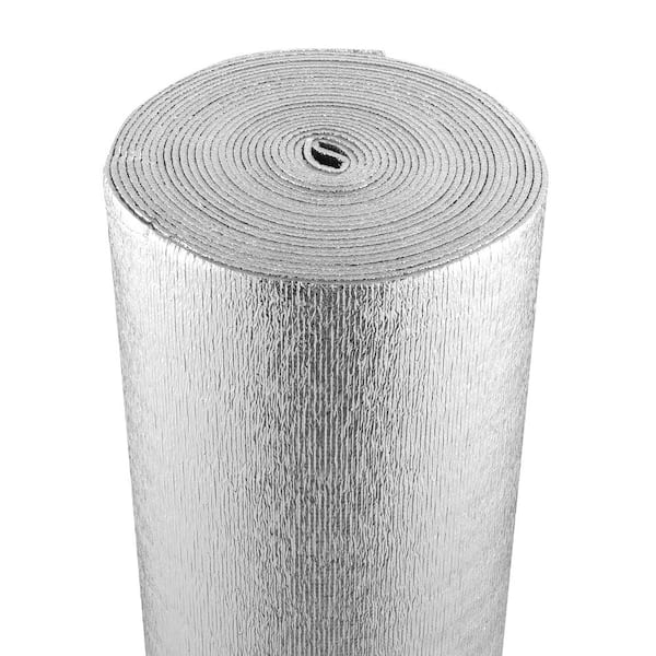 VEVOR Double Reflective Insulation Roll 24 in. x 25 ft. Foam Core Radiant Barrier 3.2 mm Double-Sided Aluminum Foil EPE